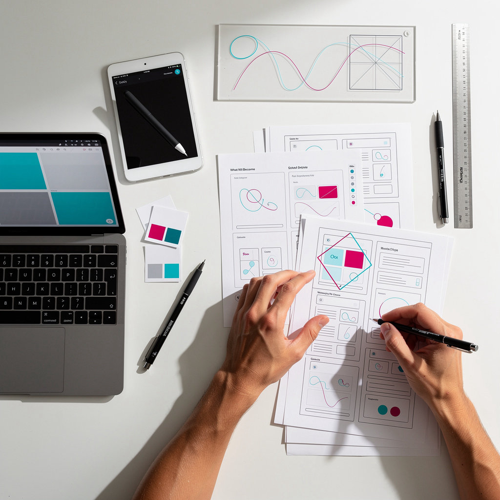 Creative School designer at work in studio environment demonstrating real-world design execution and creative thinking process